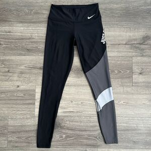 NIKE Power Victory Leggings Small Black Colorblock Gym Workout Activewear Gym
